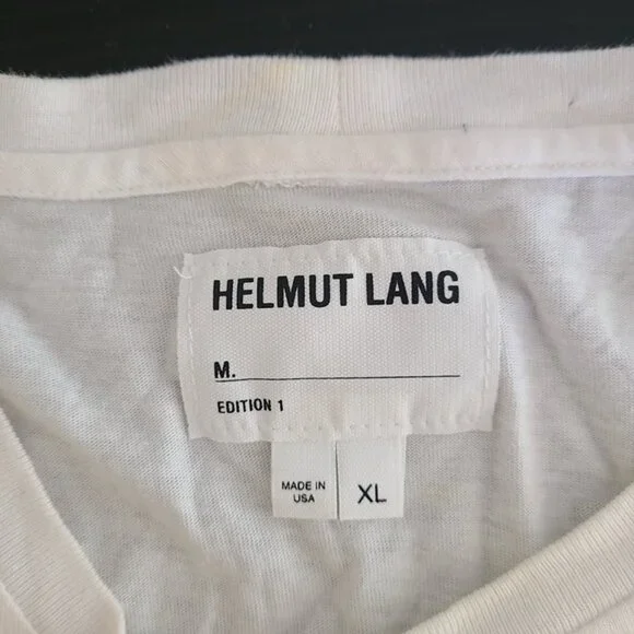 Helmut Lang Men’s Oversized Logo T-Shirt White Size XL - Picture 3 of 8